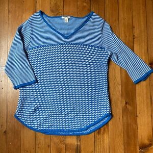 Westbound Blue and White Striped V-Neck Sweater Tunic